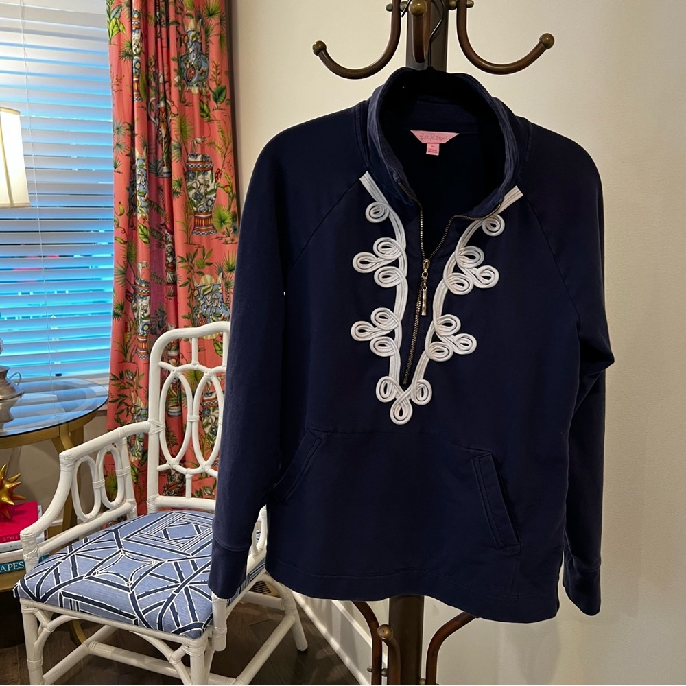Lilly Pulitzer Navy Popover Sweatshirt - Medium